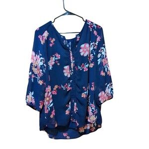 St John’s Bay 0X W Sheer Woman's Floral Popover Tunic, Lined